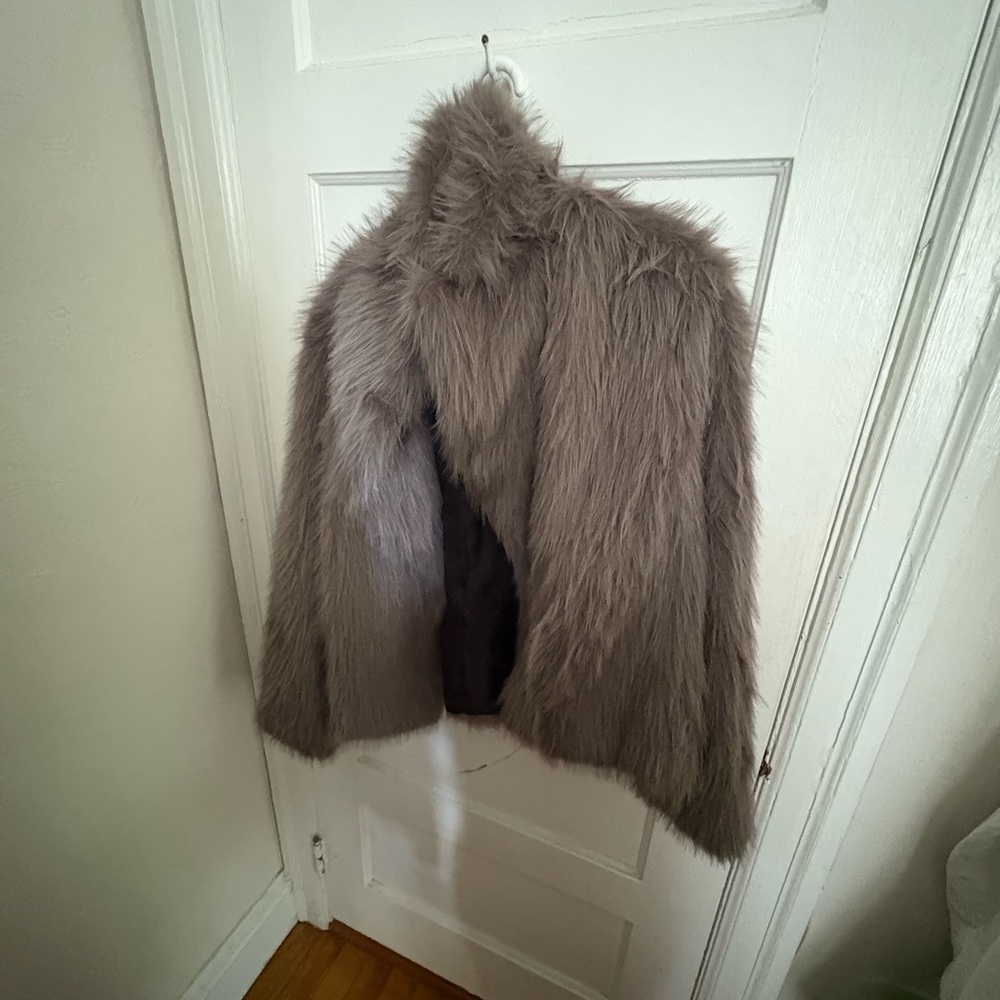 A New Day Faux Fur Coat in Dark Gray